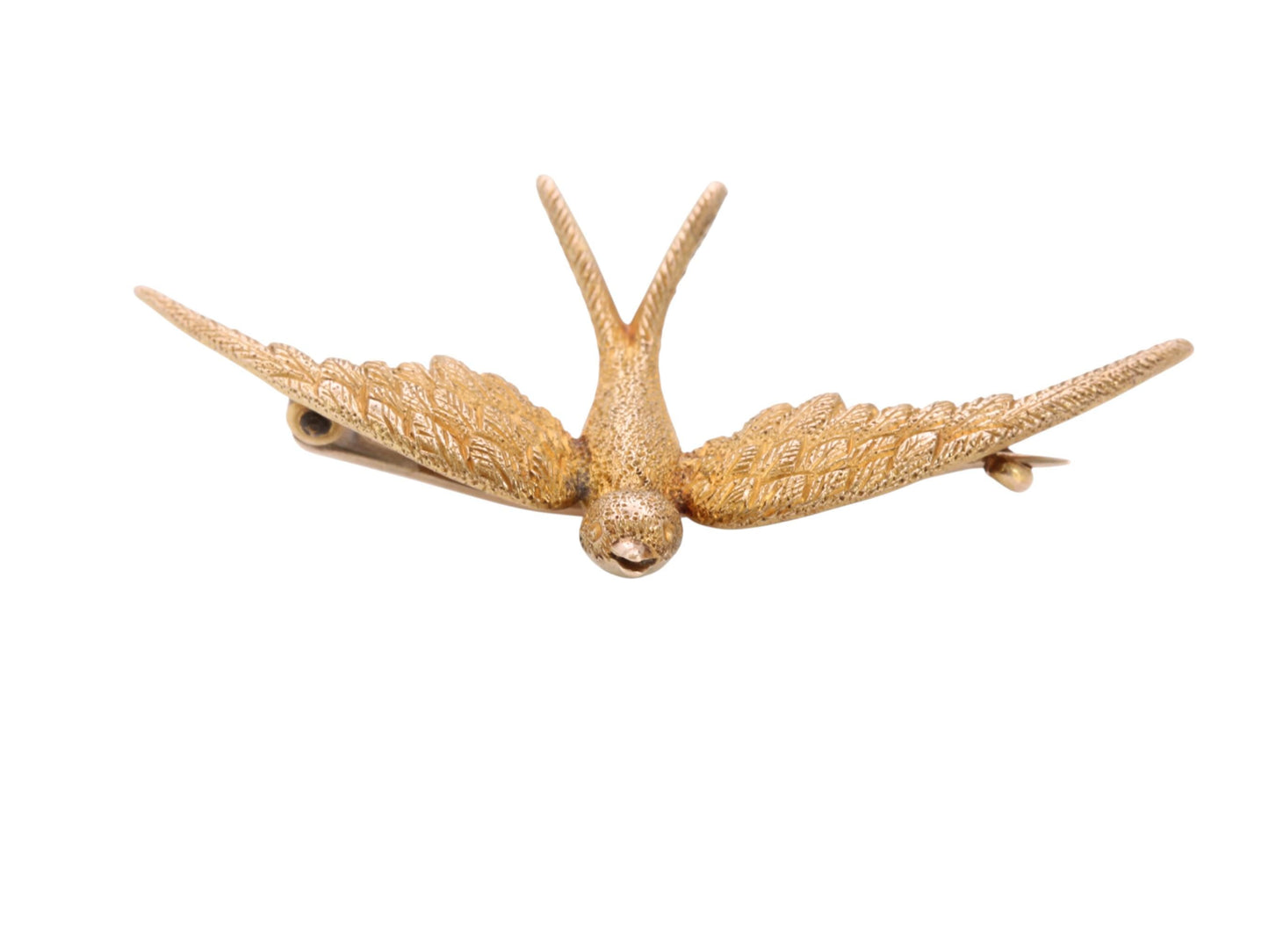Antique Edwardian 15ct Gold Swallow Bird Brooch Pendant