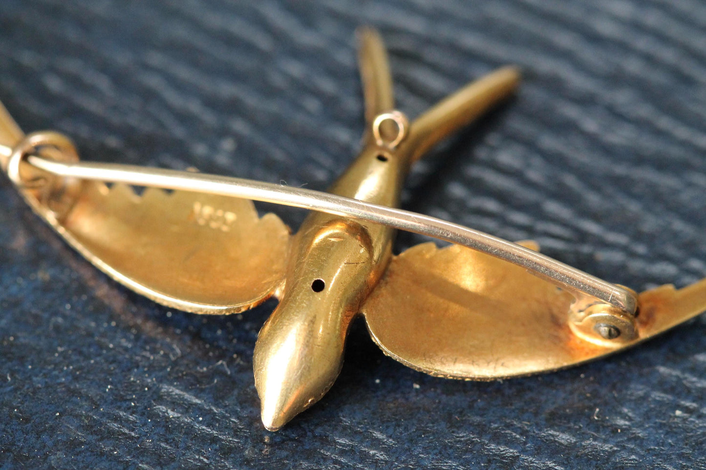 Antique Edwardian 15ct Gold Swallow Bird Brooch Pendant