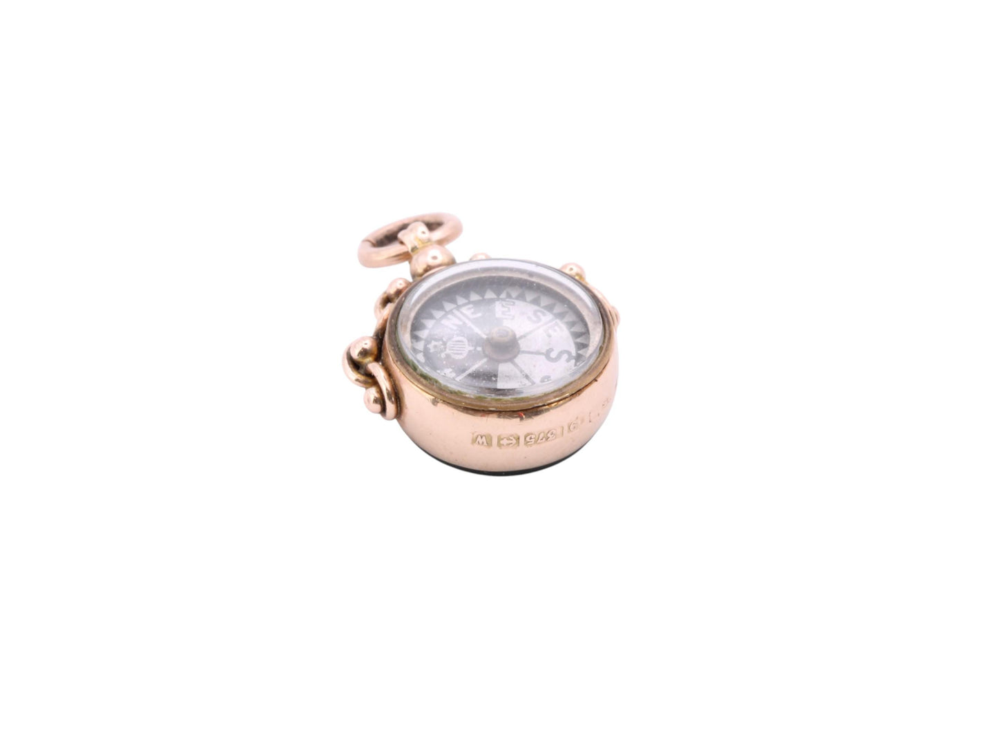 Antique 9ct Gold Bloodstone Compass Pendant, 1921