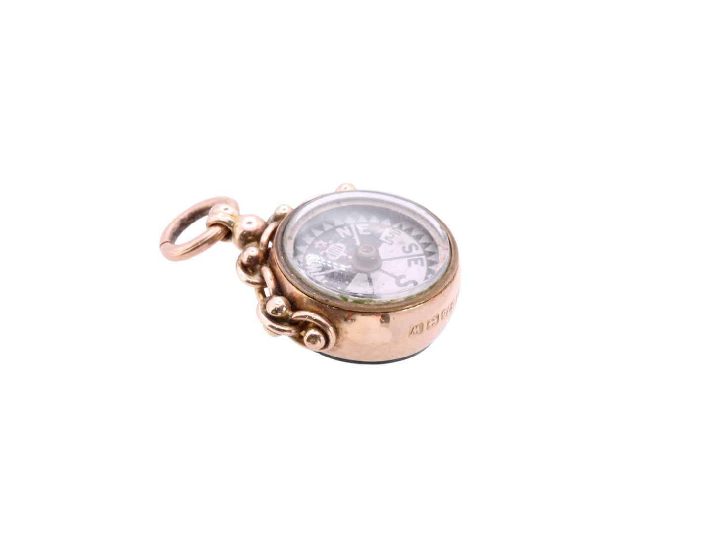 Antique 9ct Gold Bloodstone Compass Pendant, 1921