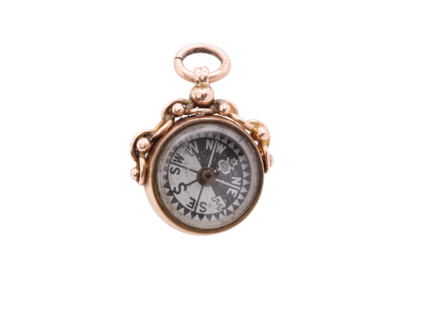 Antique 9ct Gold Bloodstone Compass Pendant, 1921