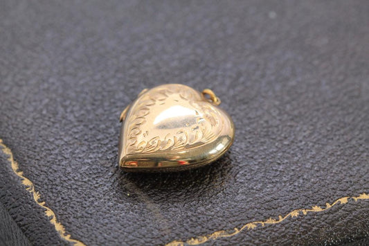 Antique Art Deco 9ct Yellow Gold Heart Locket