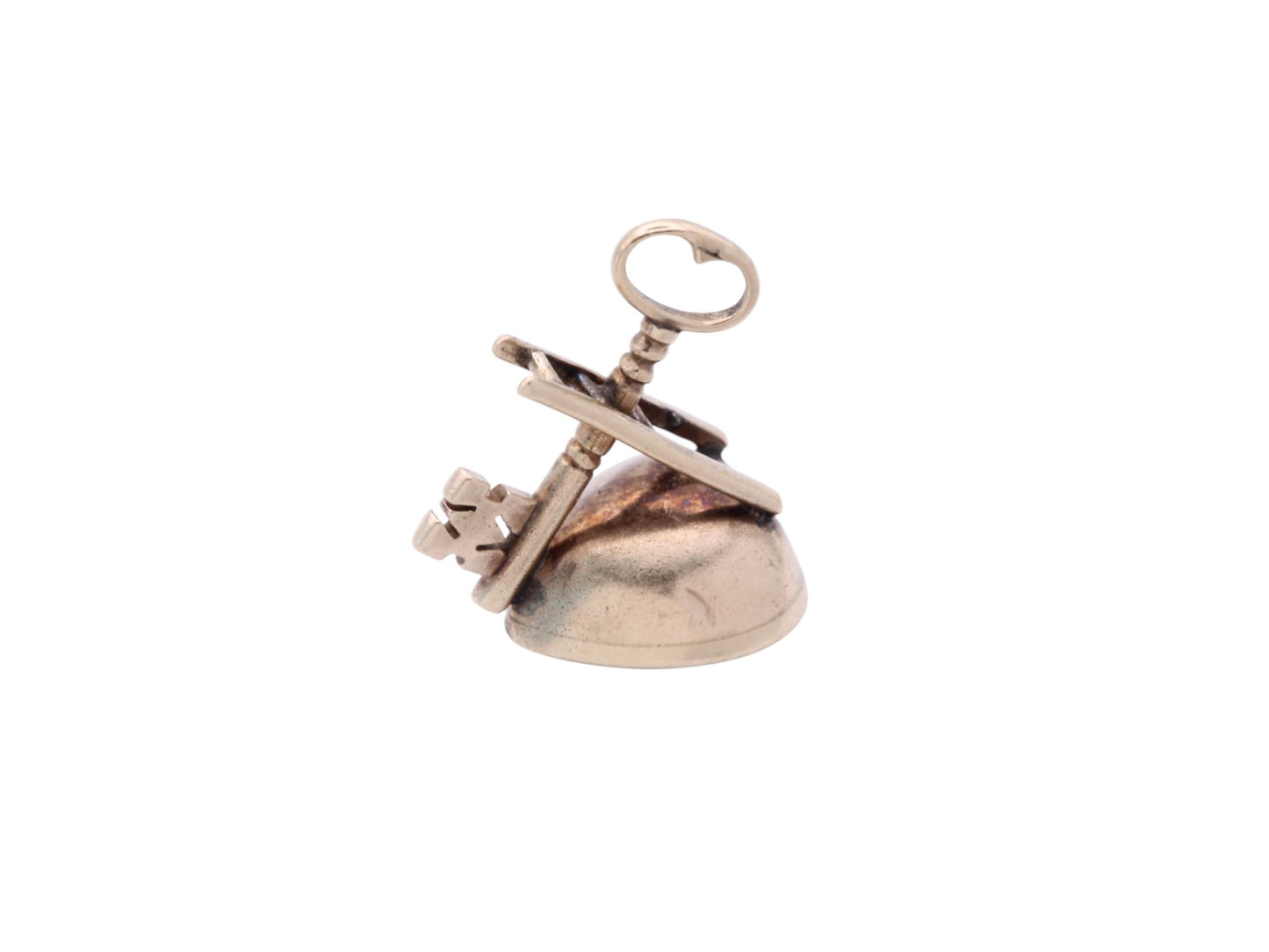 Antique 9ct Gold Ladder Key Heart Pendant