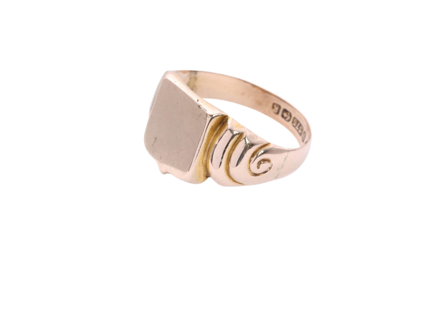 Antique 9ct Gold Shield Shaped Signet Ring, 1906