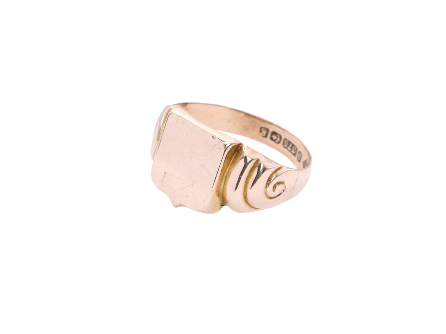 Antique 9ct Gold Shield Shaped Signet Ring, 1906