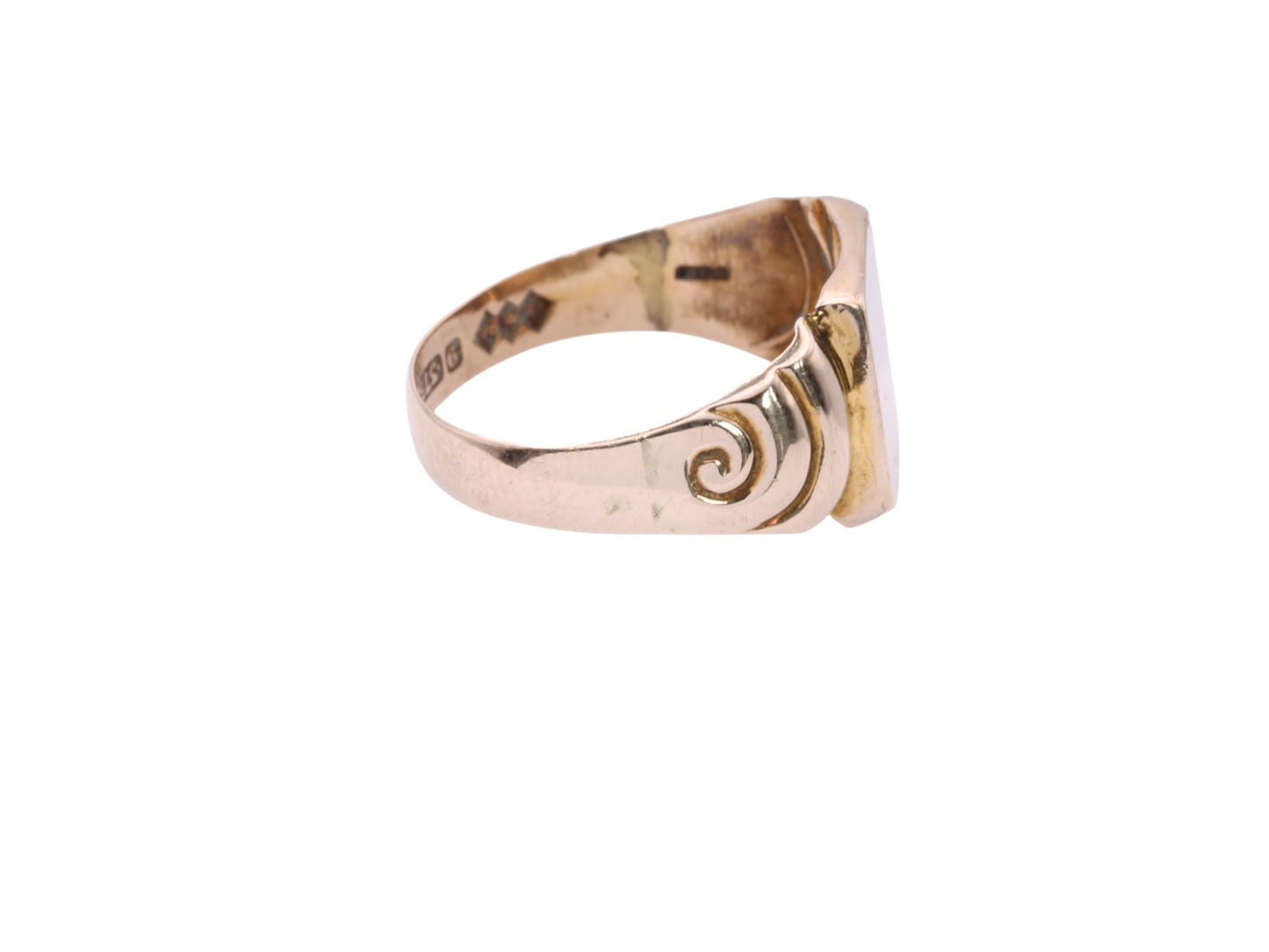 Antique 9ct Gold Shield Shaped Signet Ring, 1906