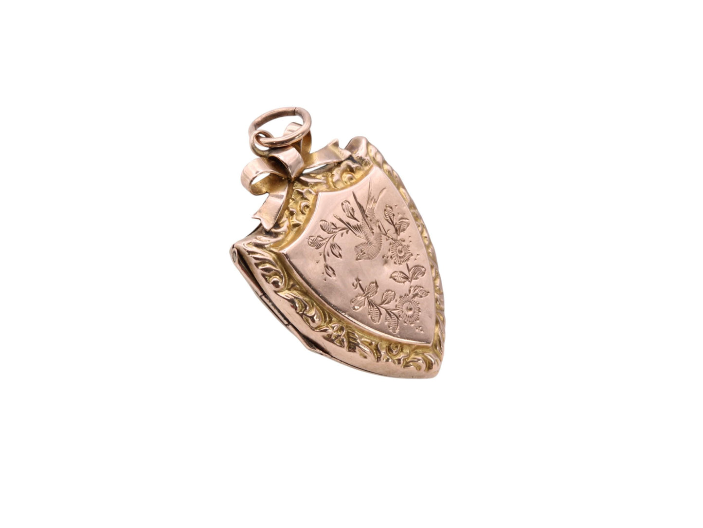 Antique 9ct Gold Swallow Shield Locket