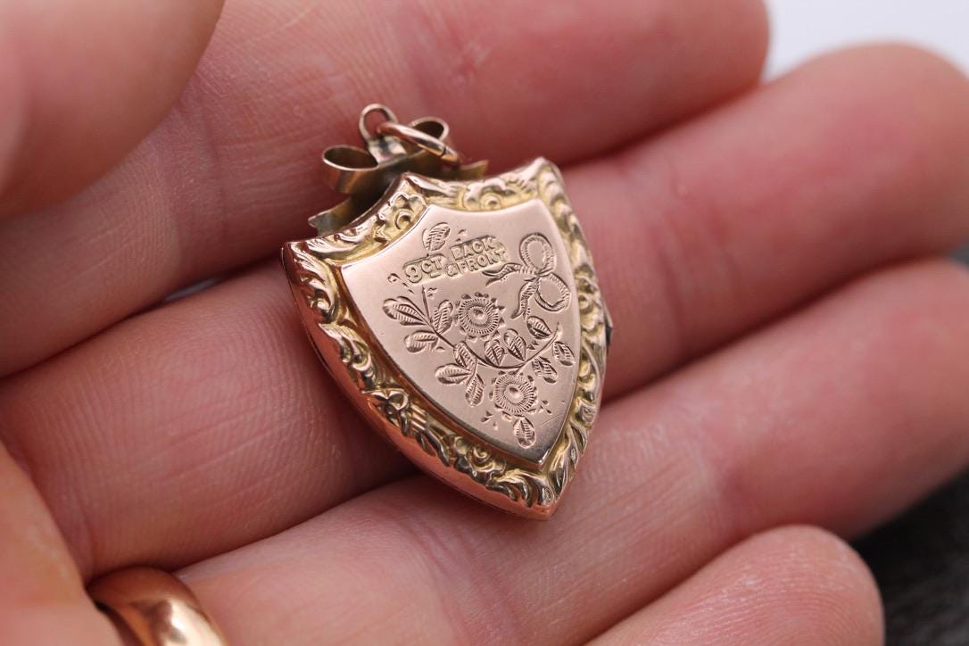 Antique 9ct Gold Swallow Shield Locket