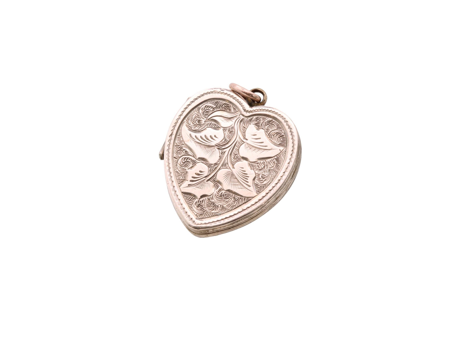 Antique 9ct Gold Ivy Chased Heart Locket