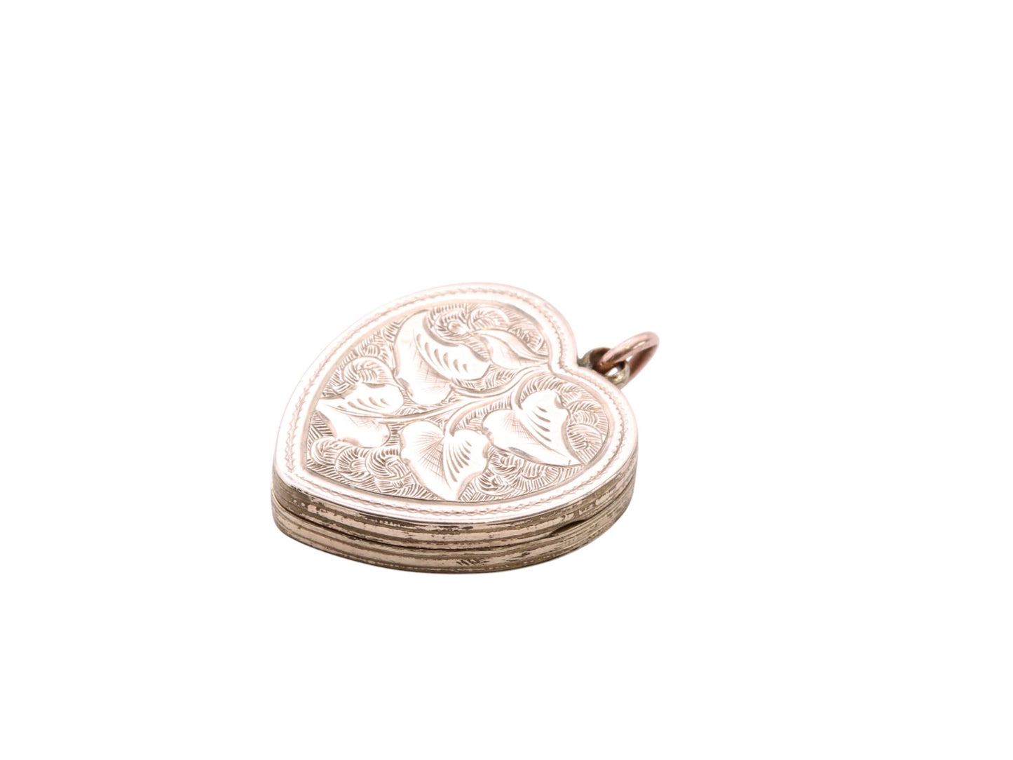 Antique 9ct Gold Ivy Chased Heart Locket