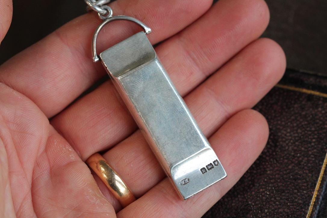 Antique Sterling Silver Three Note Opening Whistle, Dog Training, 1905