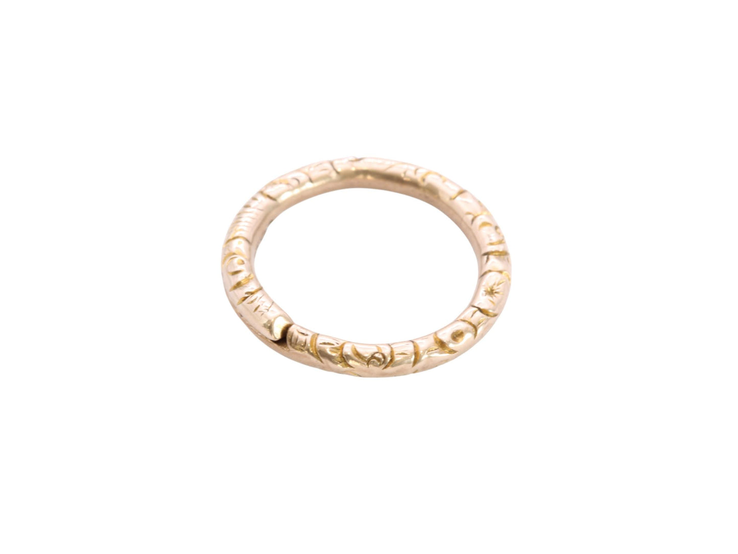 Antique 9ct Yellow Gold Chased Split Ring, 17mm