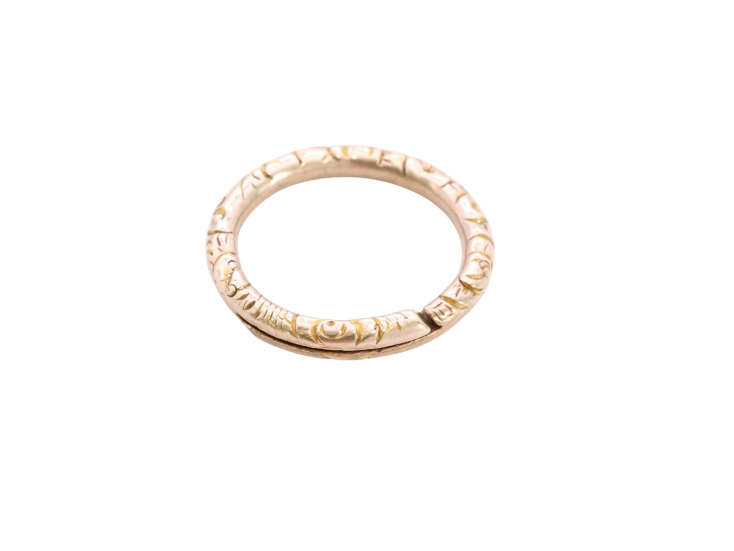 Antique 9ct Yellow Gold Chased Split Ring, 17mm