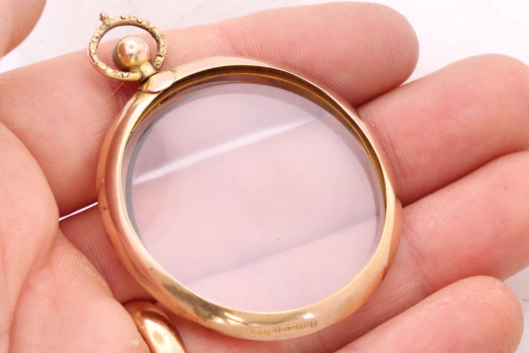 Antique 9ct Gold Large Open Face Locket Pendant