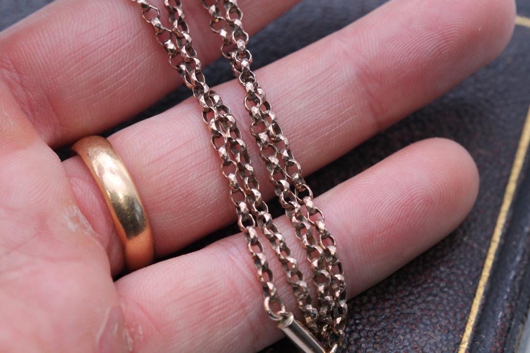 Antique 9ct Gold Faceted Belcher Link Necklace, 18"