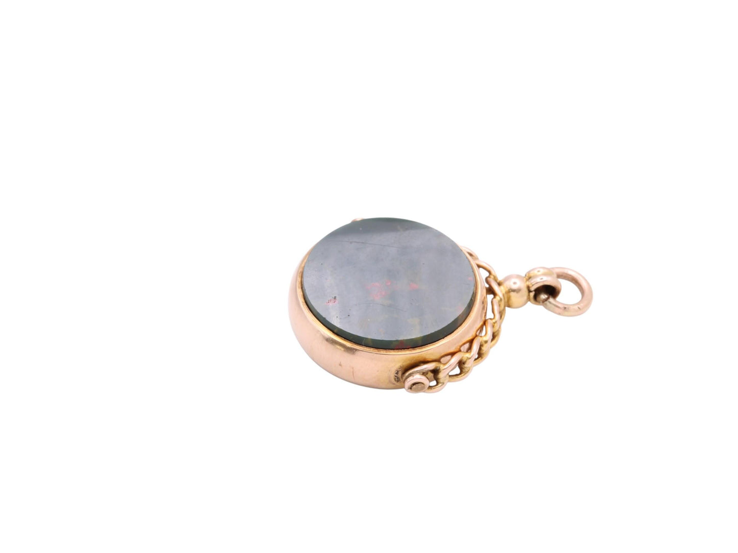 Antique 9ct Gold Bloodstone Carnelian Spinner Pendant