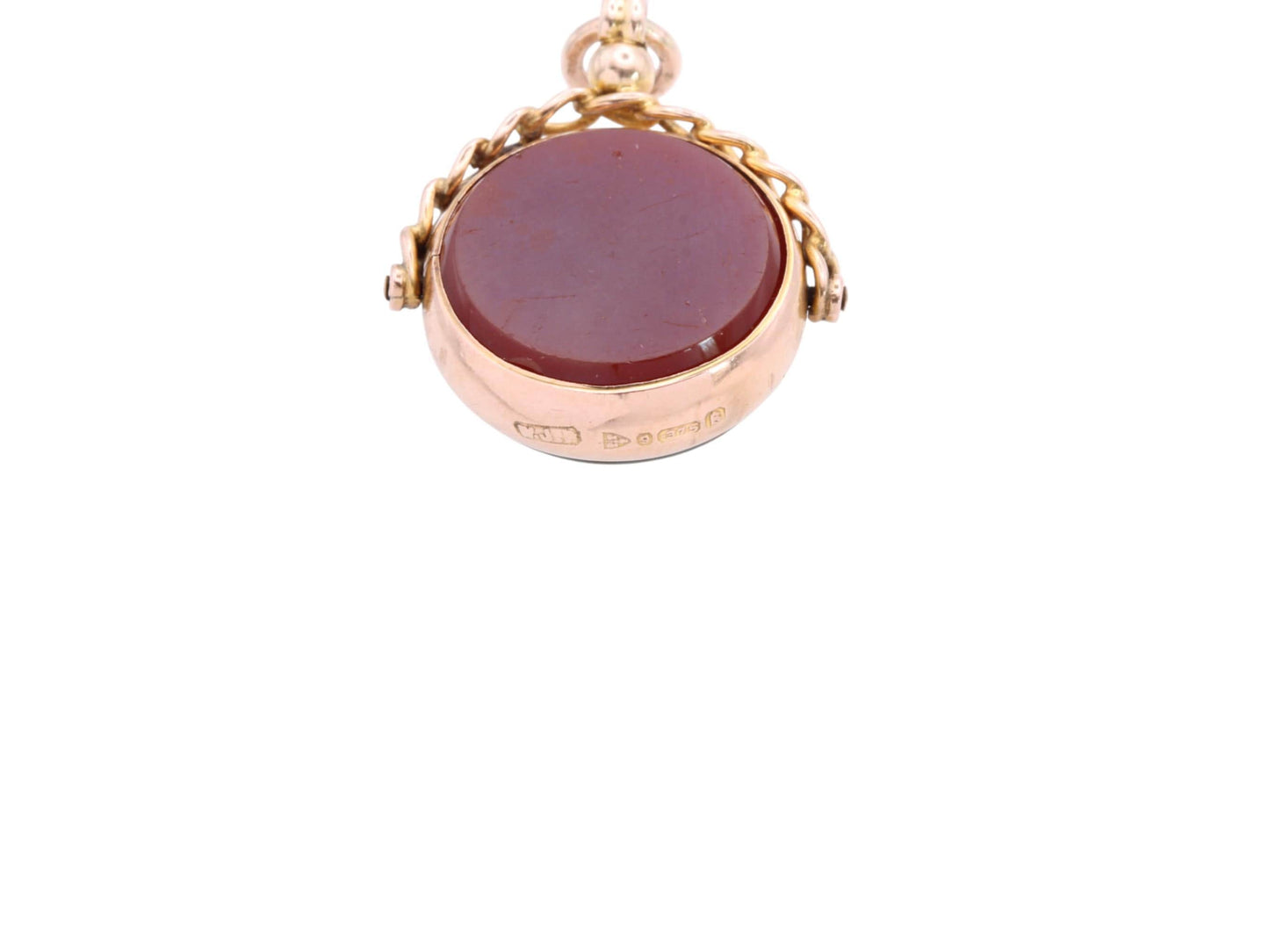 Antique 9ct Gold Bloodstone Carnelian Spinner Pendant