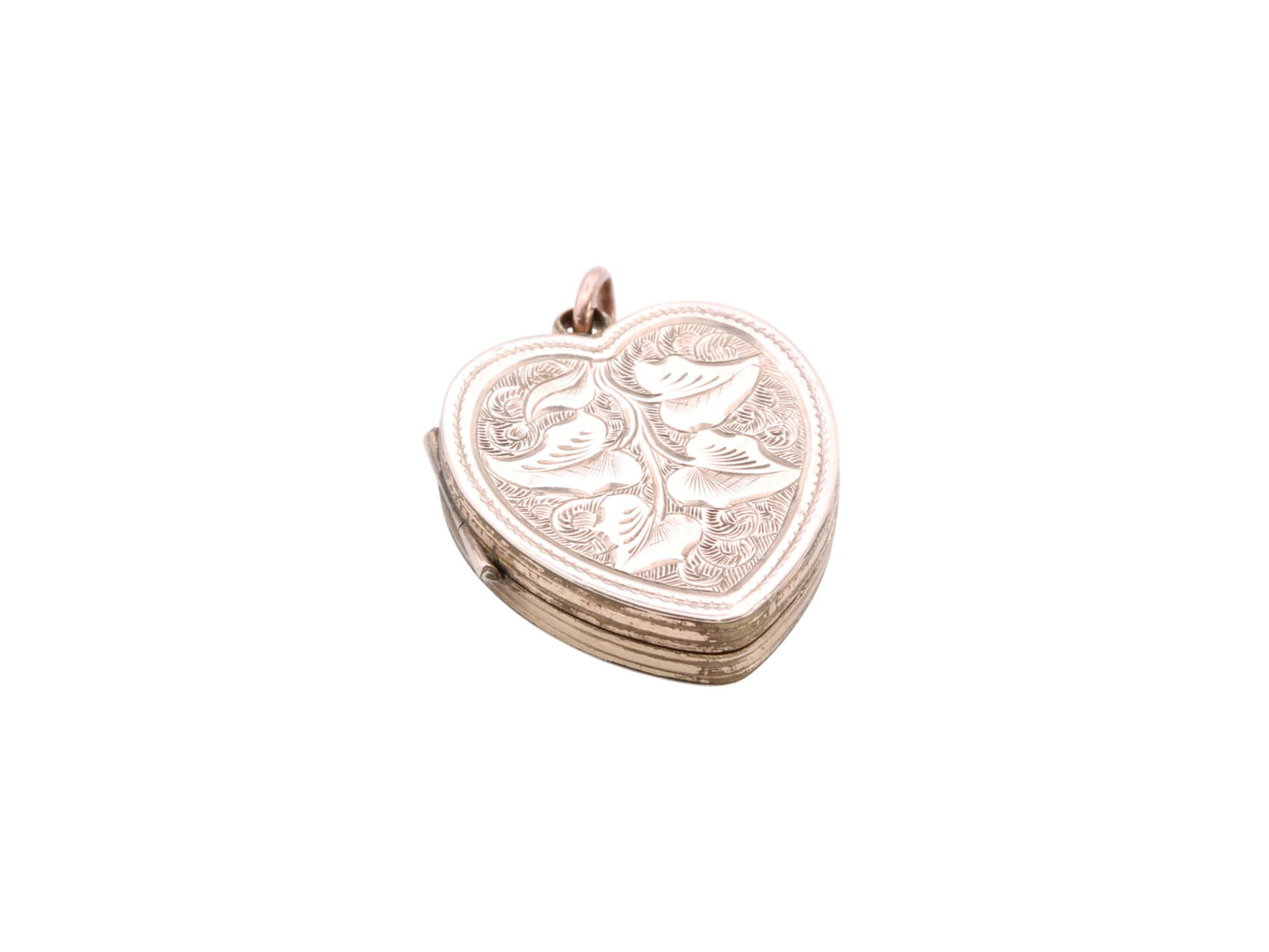 Antique 9ct Gold Ivy Chased Heart Locket