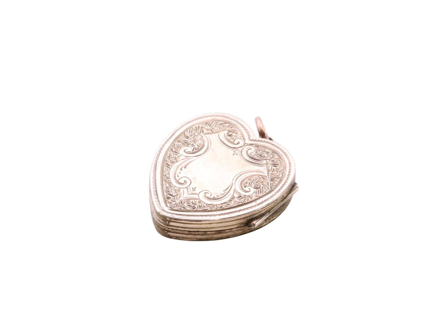 Antique 9ct Gold Ivy Chased Heart Locket