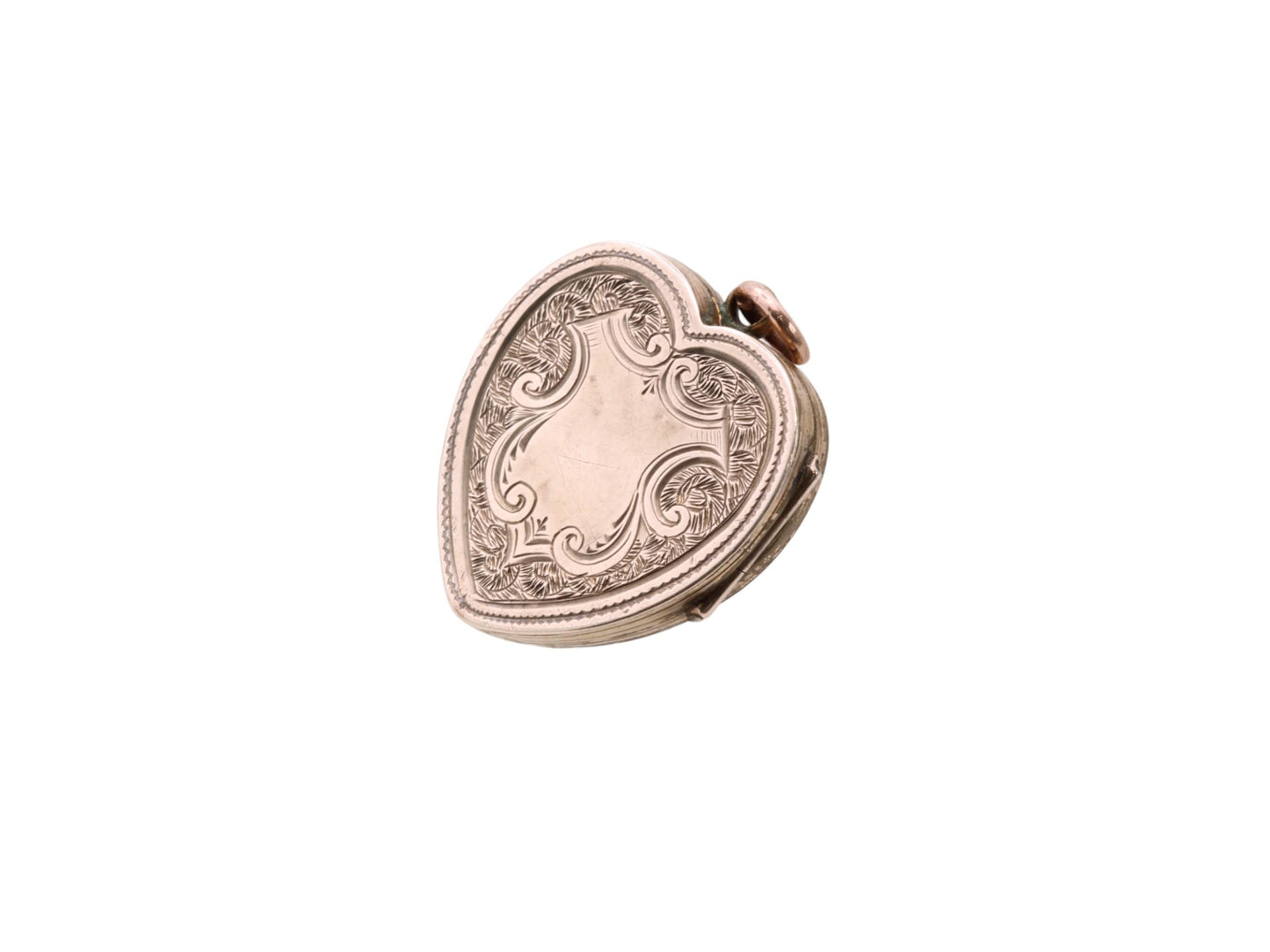 Antique 9ct Gold Ivy Chased Heart Locket