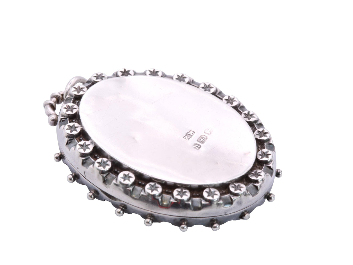 Antique Sterling Silver Floral Rose & Star Decorative Locket, 1887