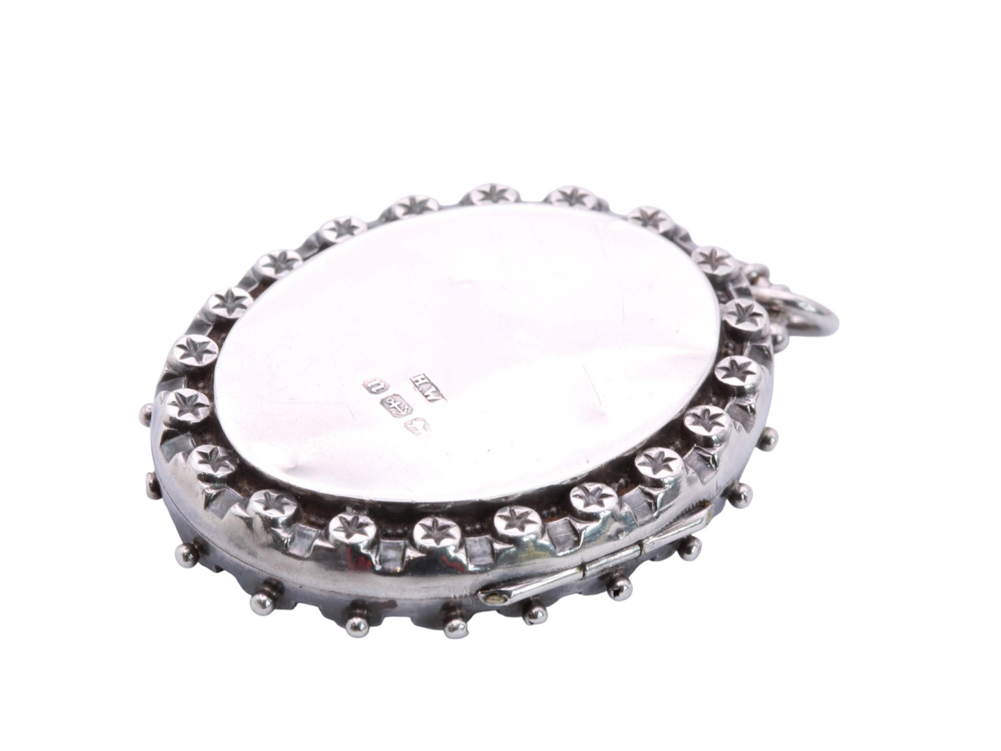 Antique Sterling Silver Floral Rose & Star Decorative Locket, 1887