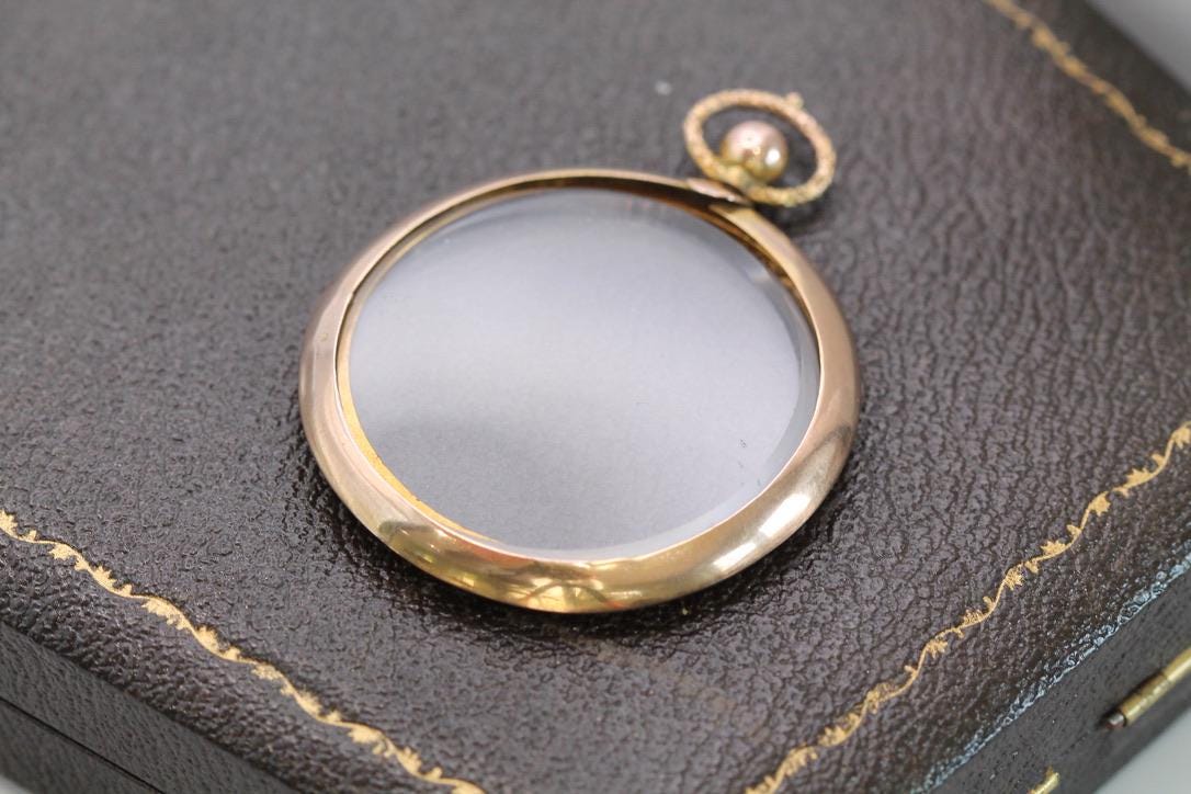Antique 9ct Gold Large Open Face Locket Pendant
