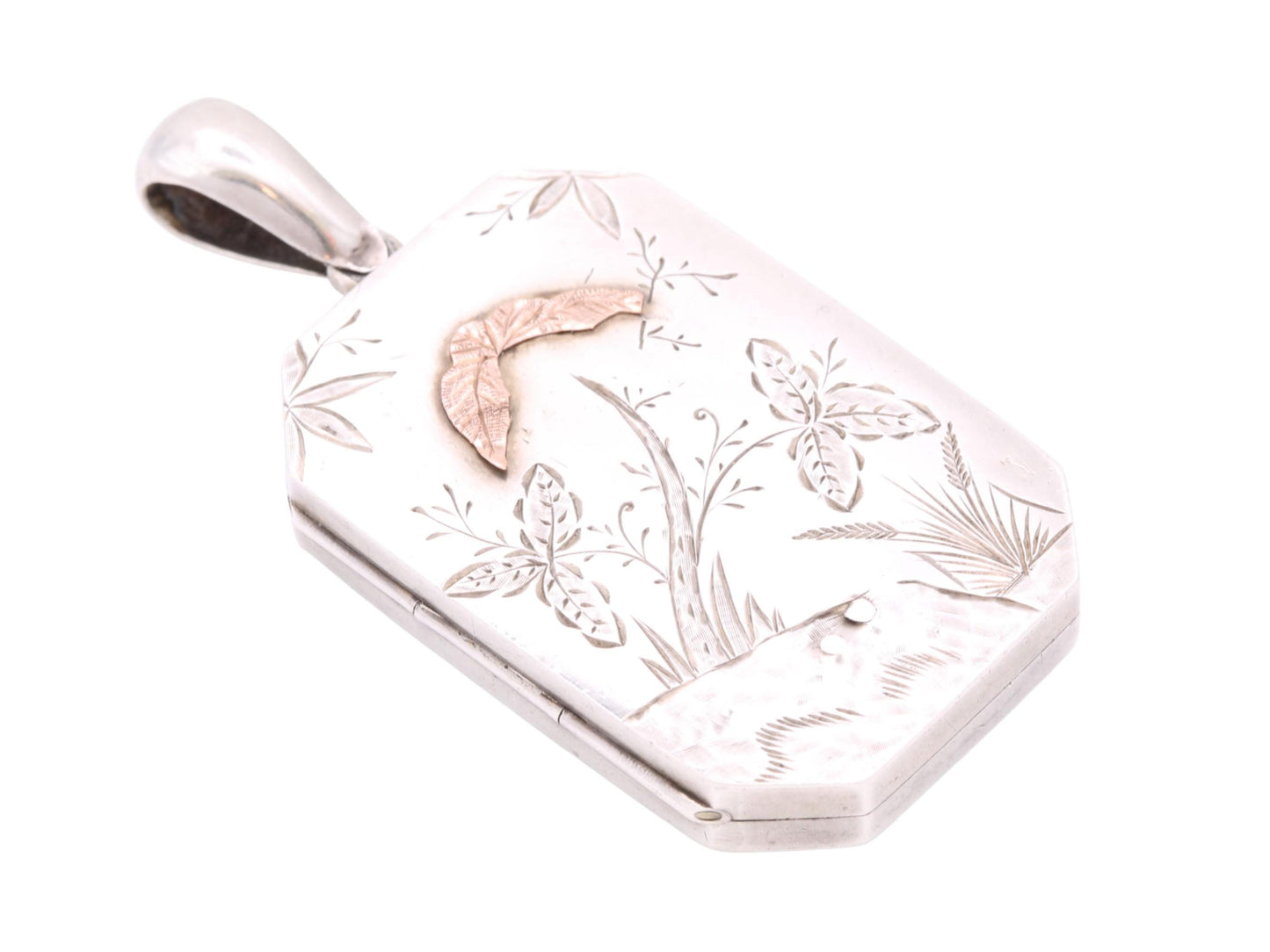 Antique Sterling Silver Aesthetic 9ct Gold Locket, 1880