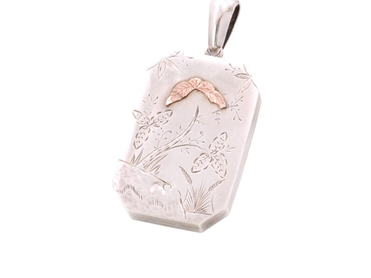 Antique Sterling Silver Aesthetic 9ct Gold Locket, 1880