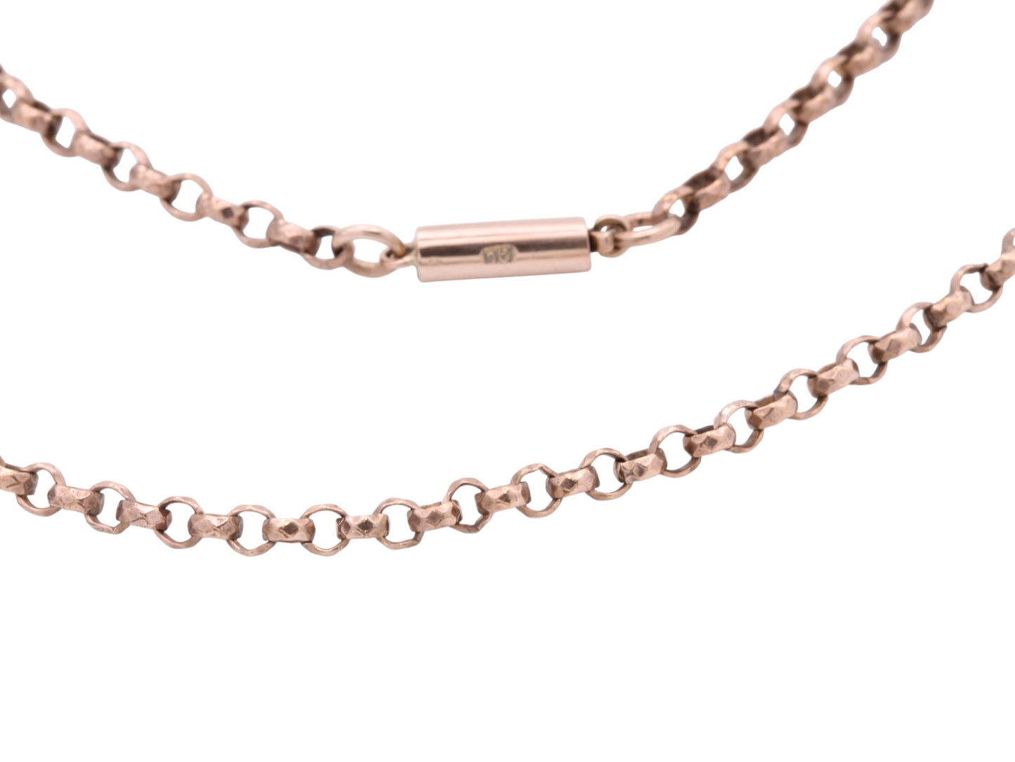 Antique 9ct Gold Faceted Belcher Link Necklace, 18"