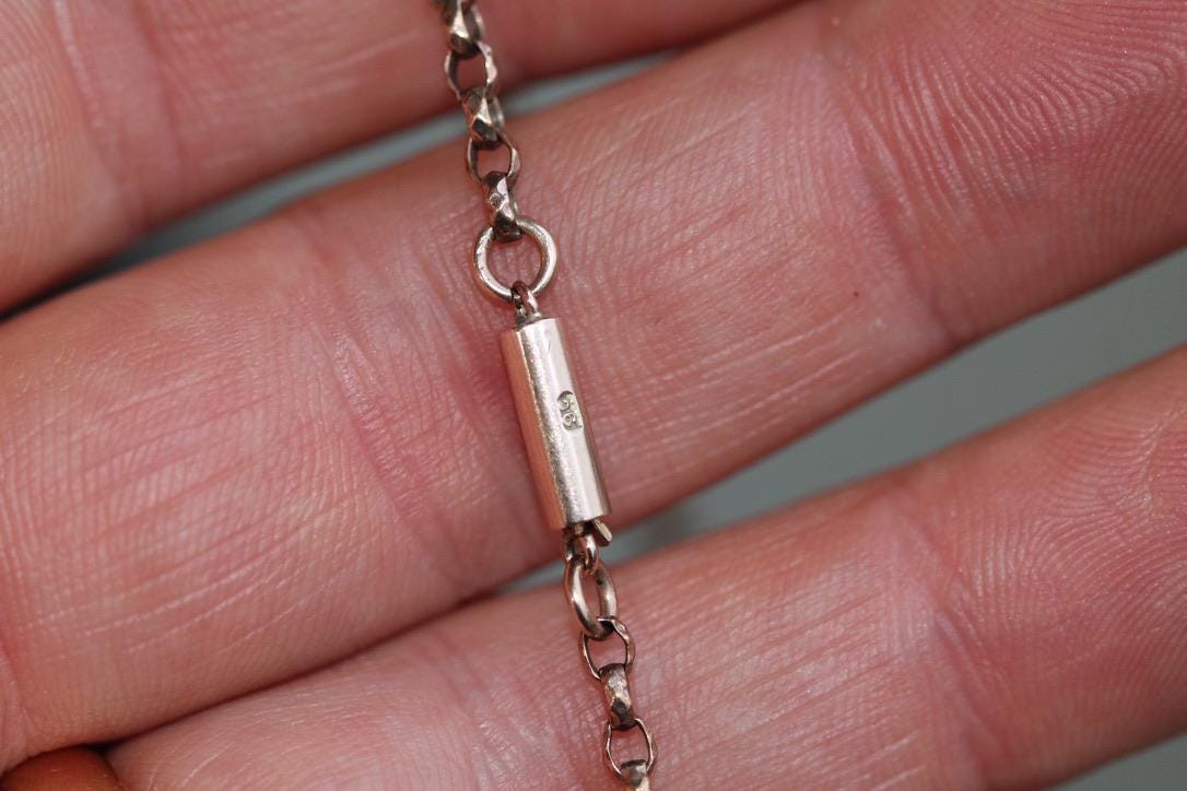 Antique 9ct Gold Faceted Belcher Link Necklace, 18"