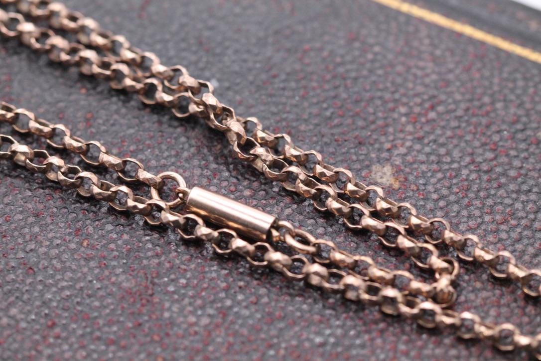 Antique 9ct Gold Faceted Belcher Link Necklace, 18"