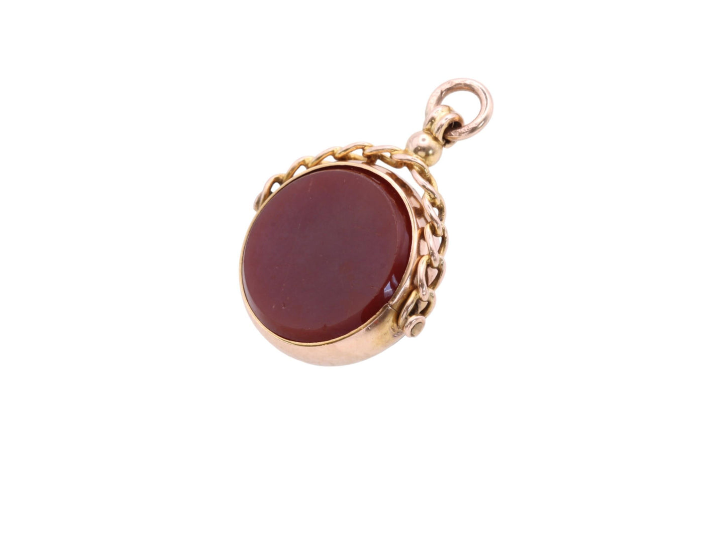 Antique 9ct Gold Bloodstone Carnelian Spinner Pendant