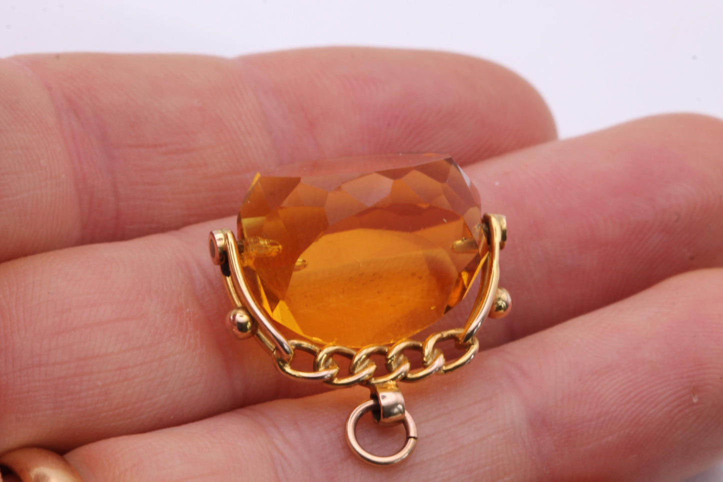 Antique 9ct Yellow Gold Citrine Spinner