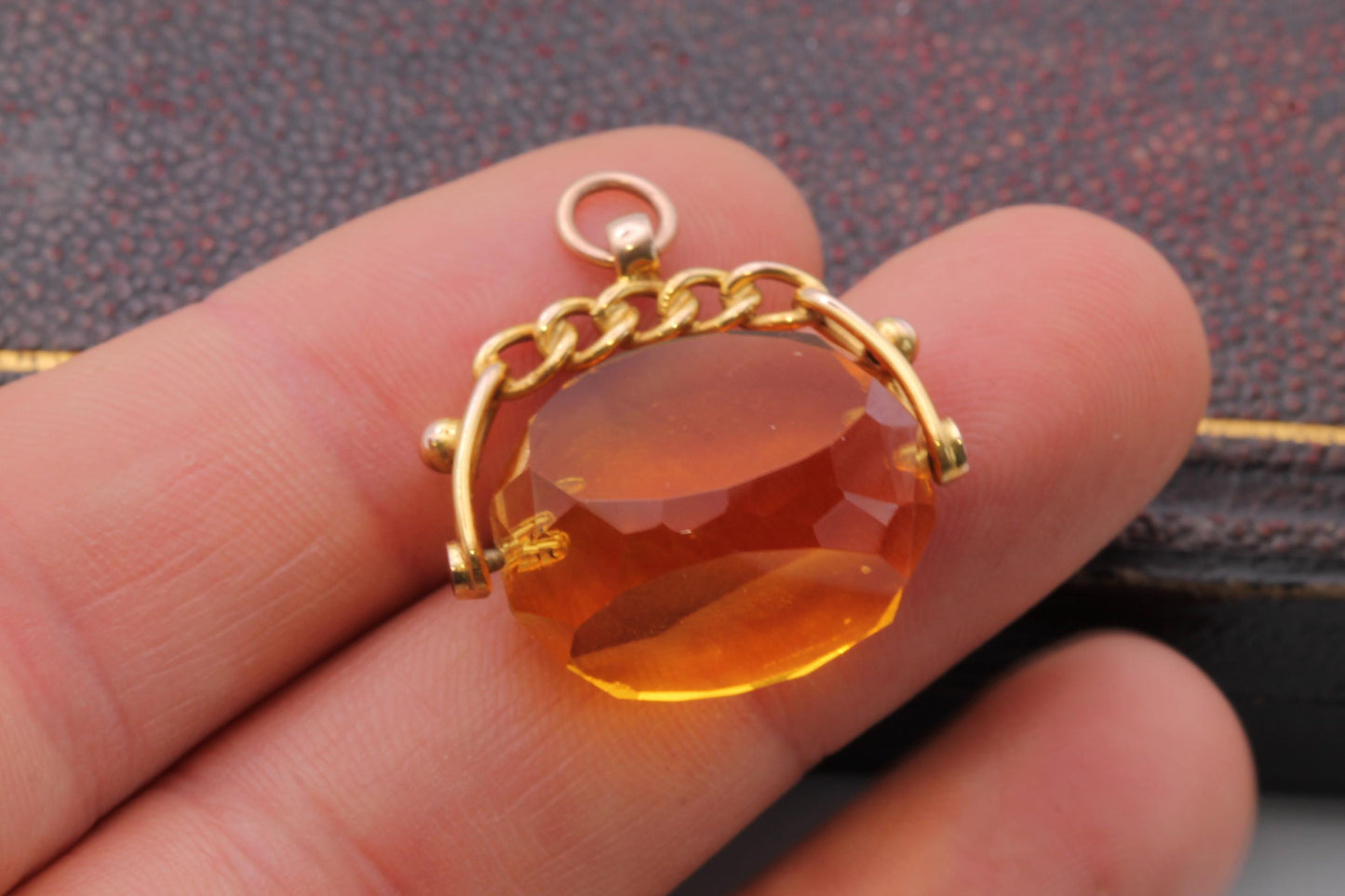 Antique 9ct Yellow Gold Citrine Spinner