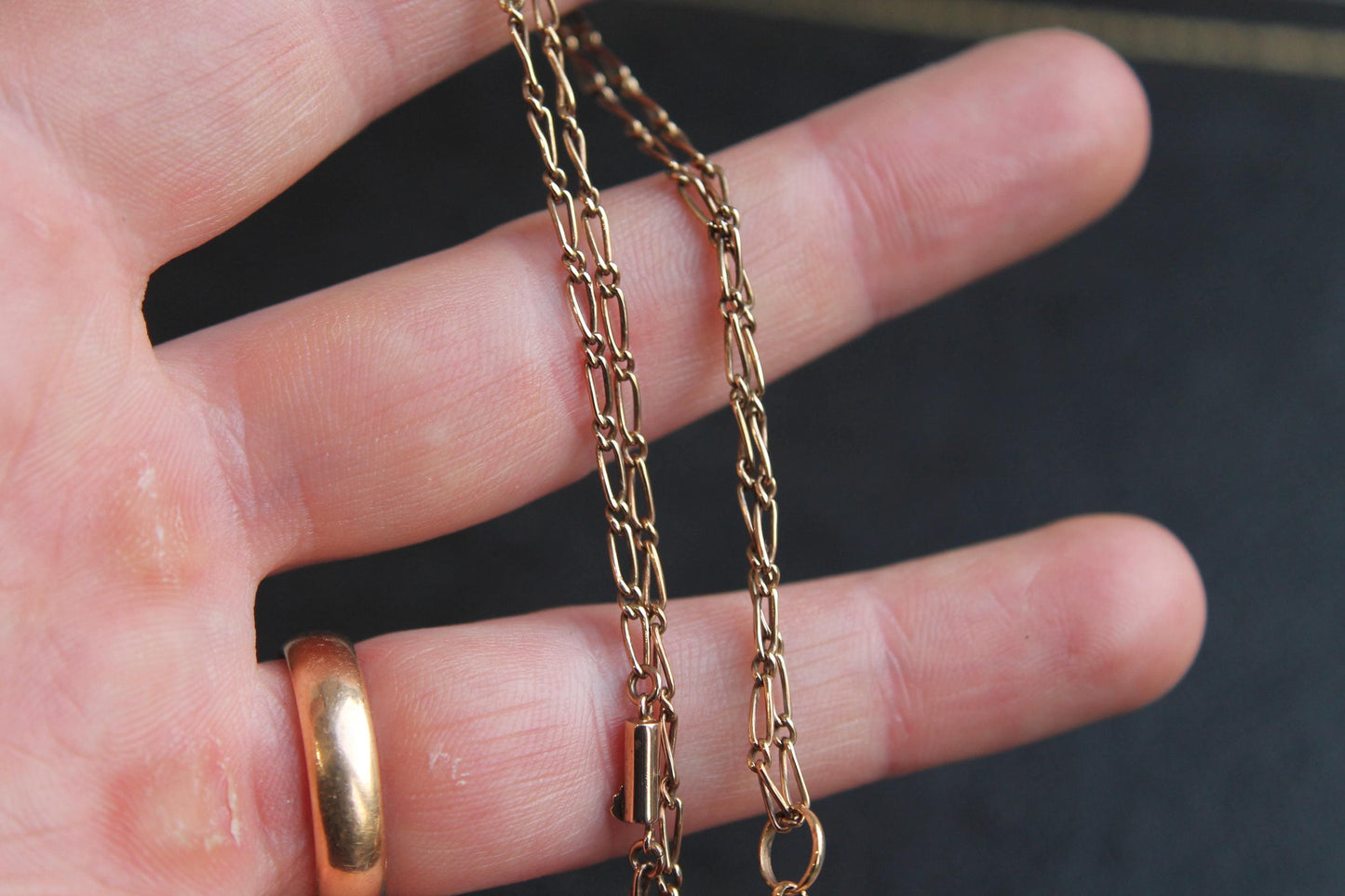 Antique 9ct Gold Paste Locket And Necklace Original Box, 15.75"