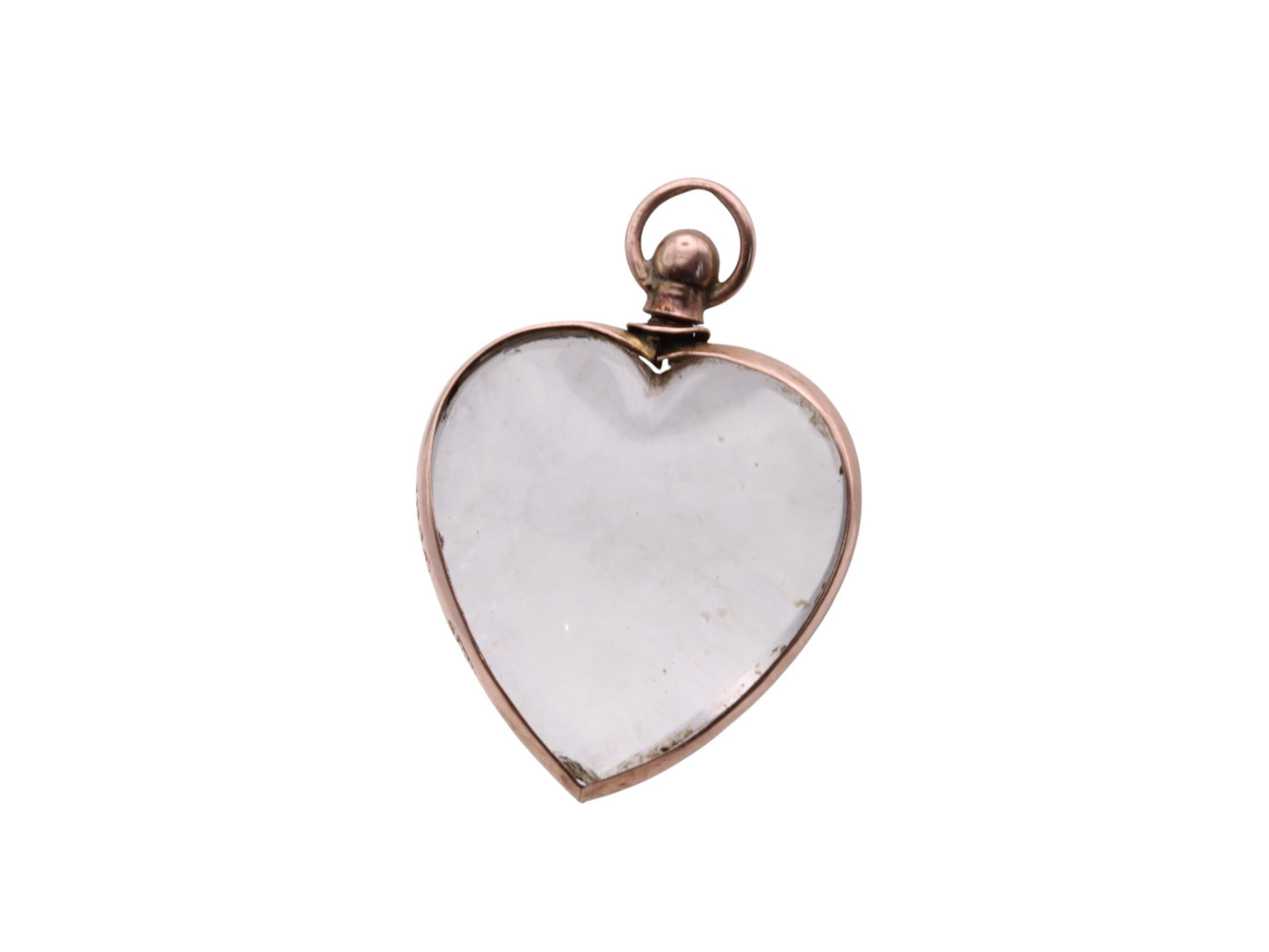 Antique 9ct Gold Heart Glass Locket Pendant, 1903