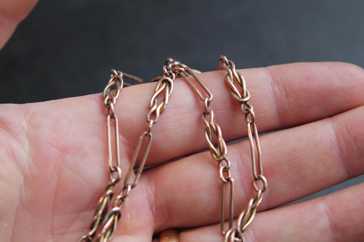Antique 9ct Gold Trombone Double Albert Necklace, 15.375"