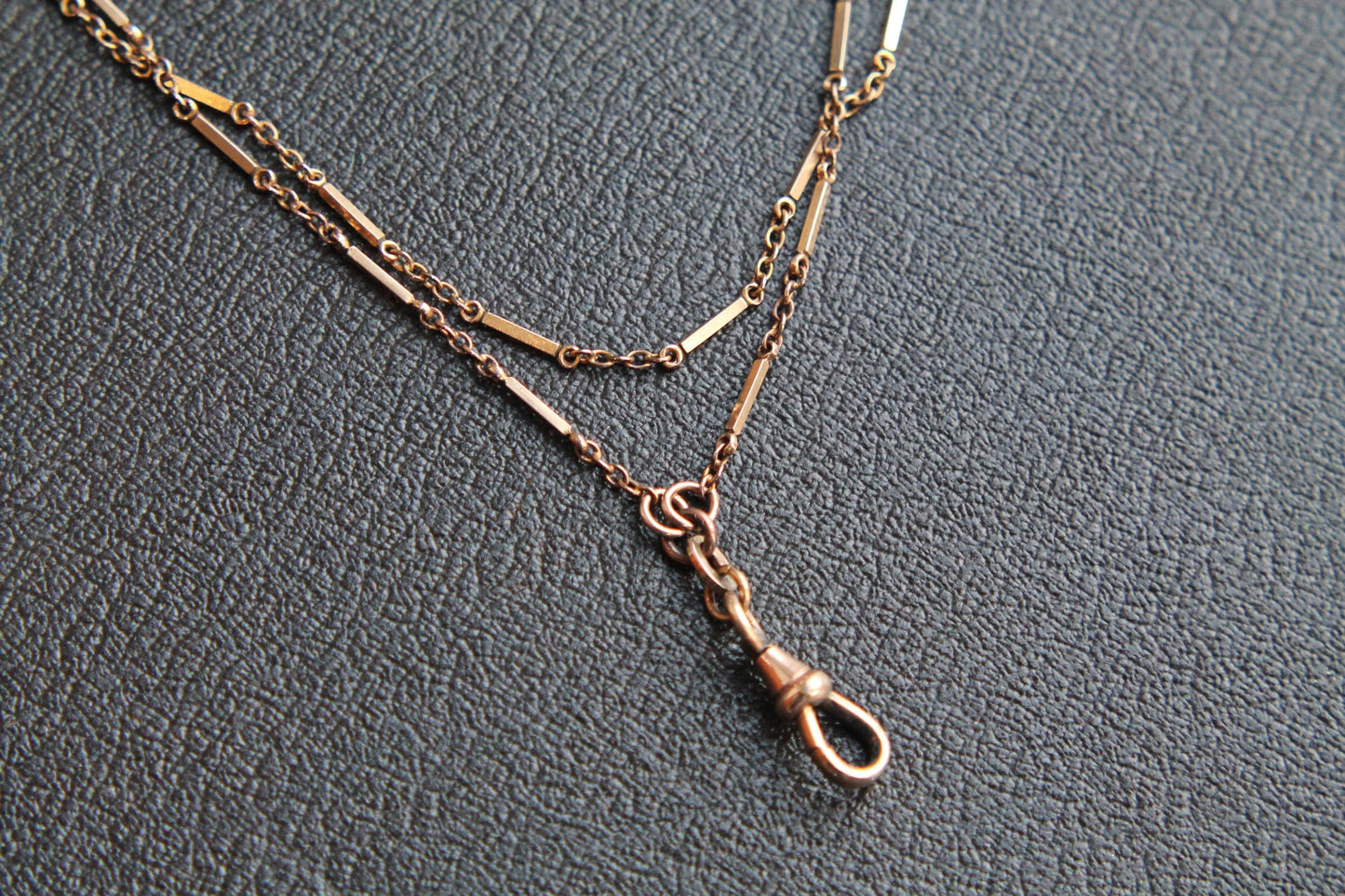 Antique 9ct Rolled Gold Bar Link Long Guard Necklace, 54"