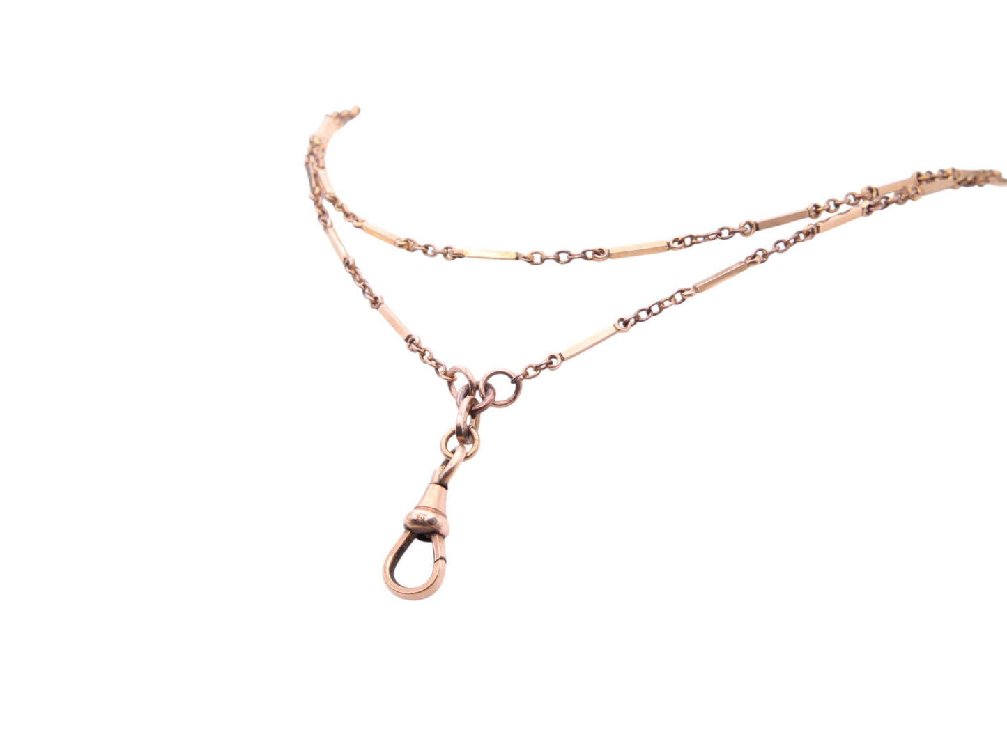 Antique 9ct Rolled Gold Bar Link Long Guard Necklace, 54"