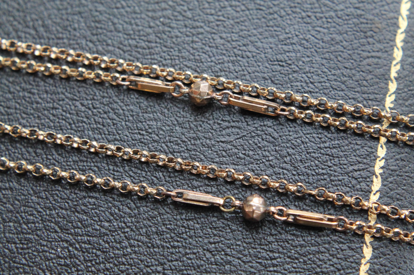 Antique 18ct Gold Filled Fetter Ball Link Long Guard, 53"