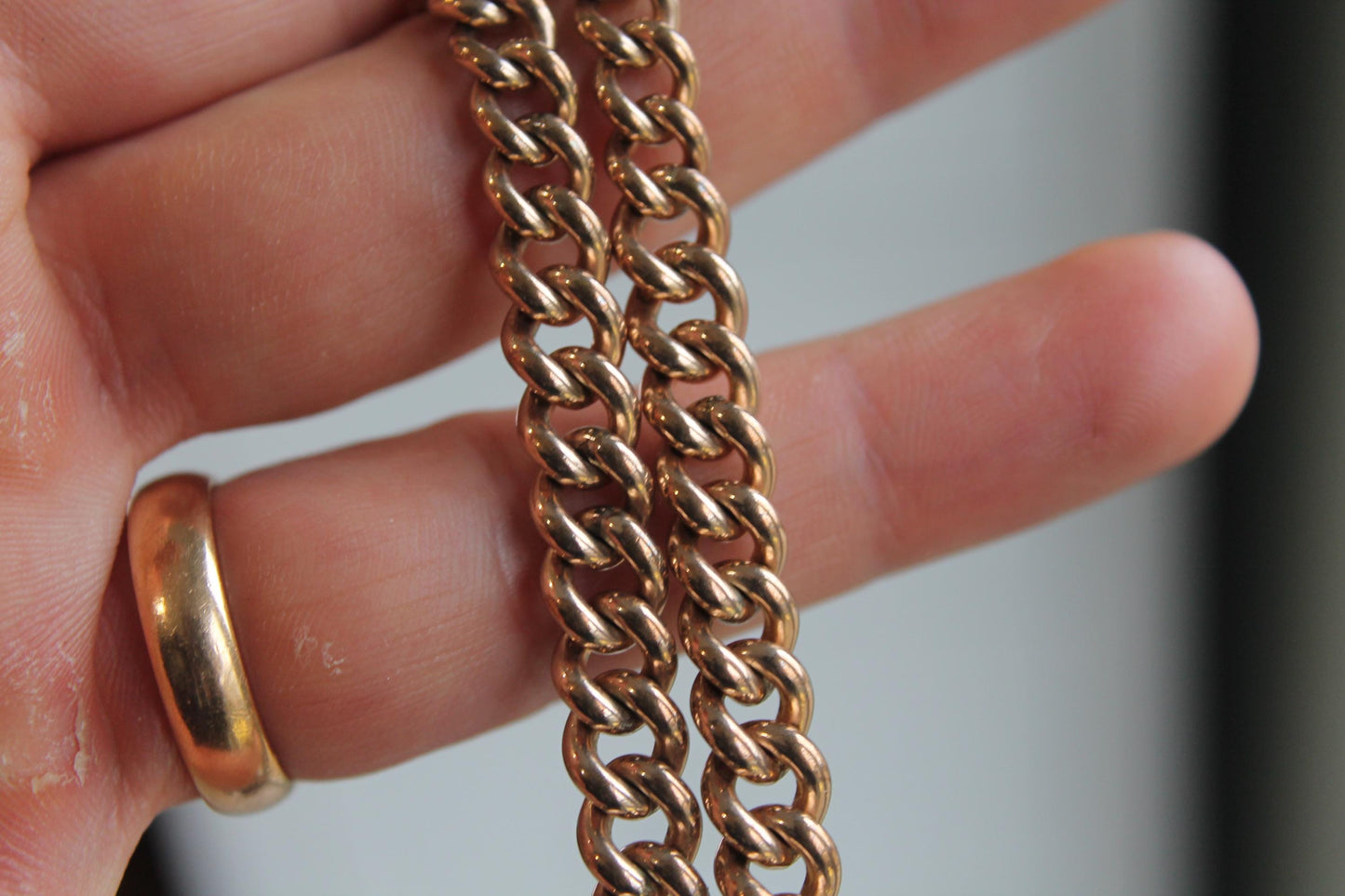 Antique 18ct Rolled Gold Double Albert Necklace Chain | 16"