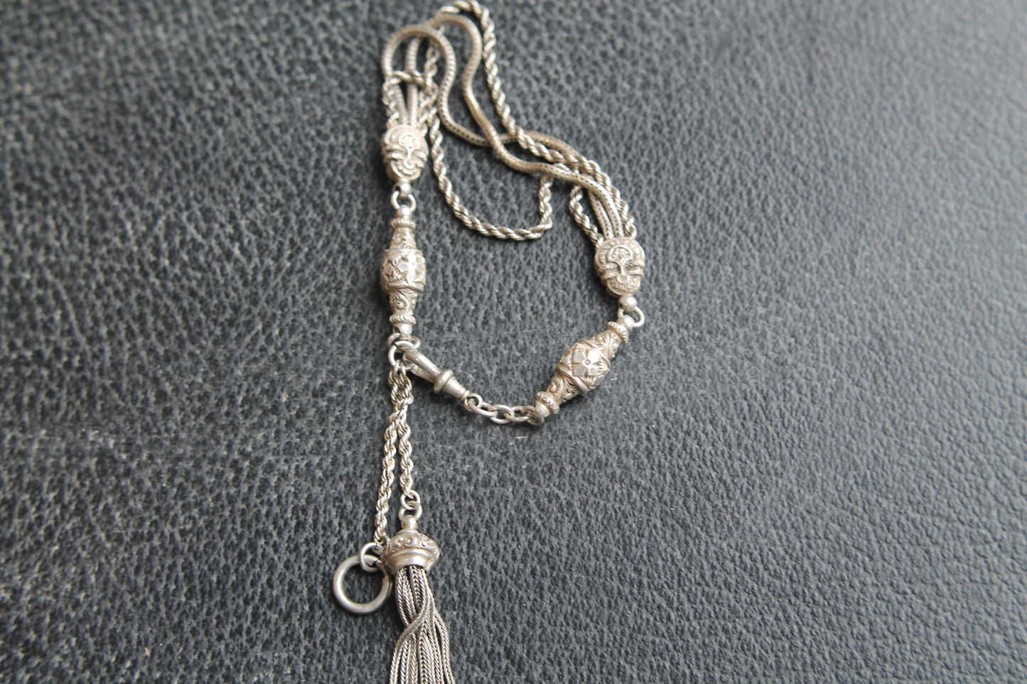 Antique Sterling Silver Albertina Bracelet With Tassel