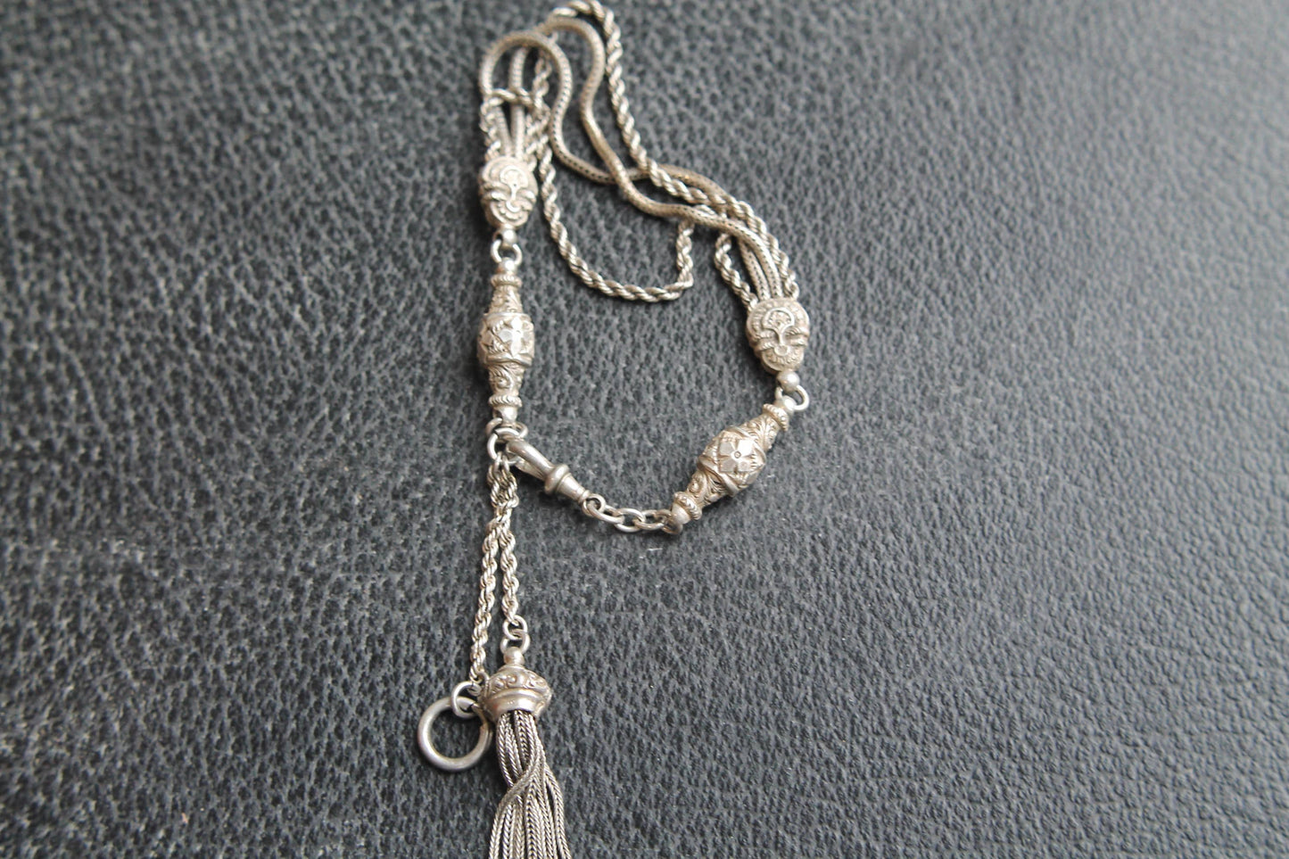 Antique Sterling Silver Albertina Bracelet With Tassel