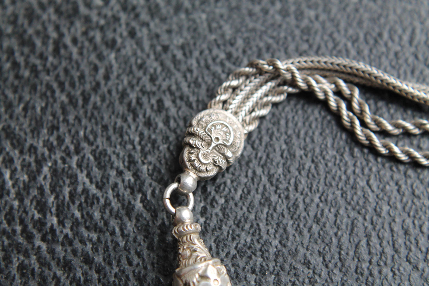 Antique Sterling Silver Albertina Bracelet With Tassel