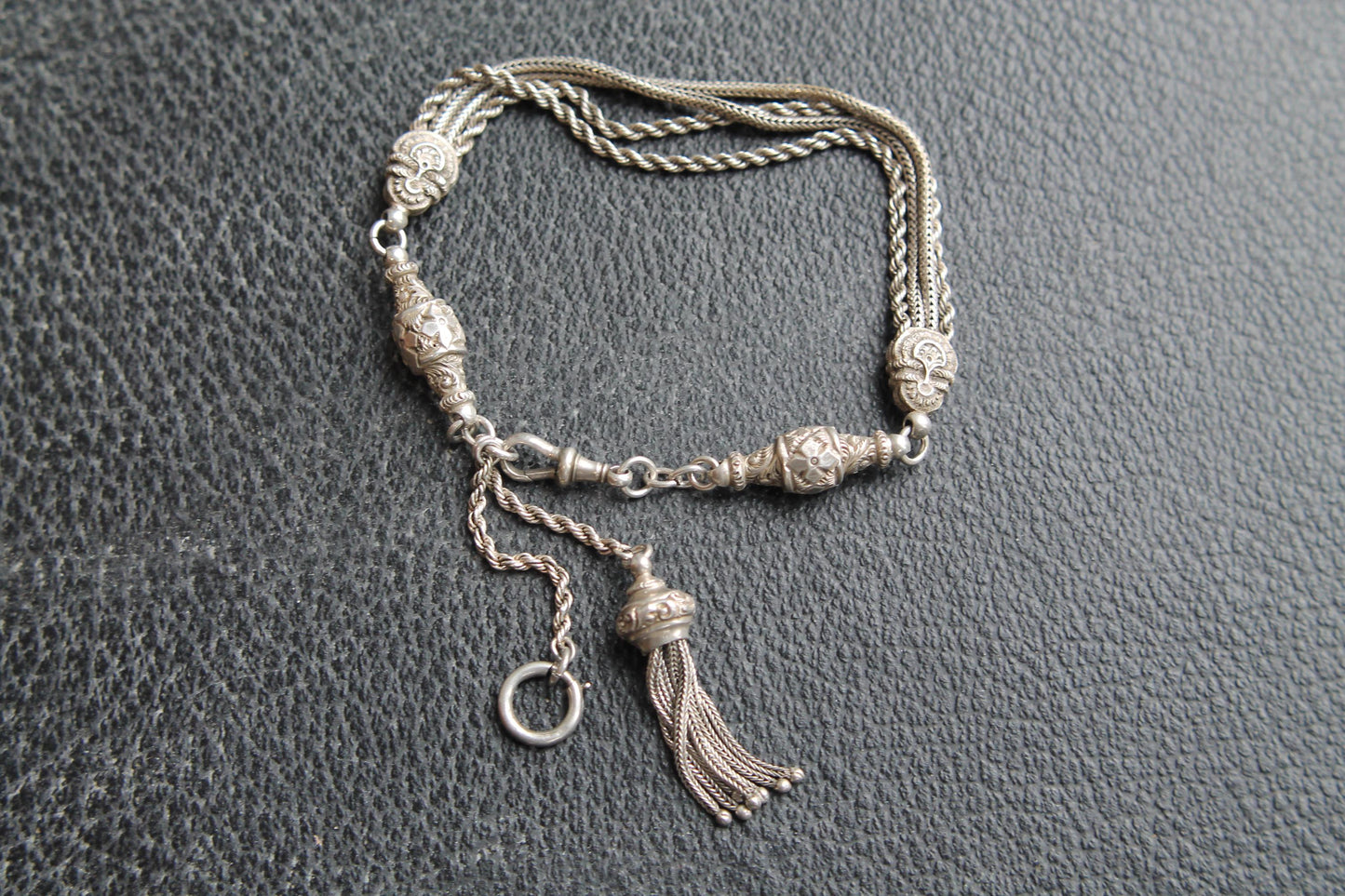 Antique Sterling Silver Albertina Bracelet With Tassel