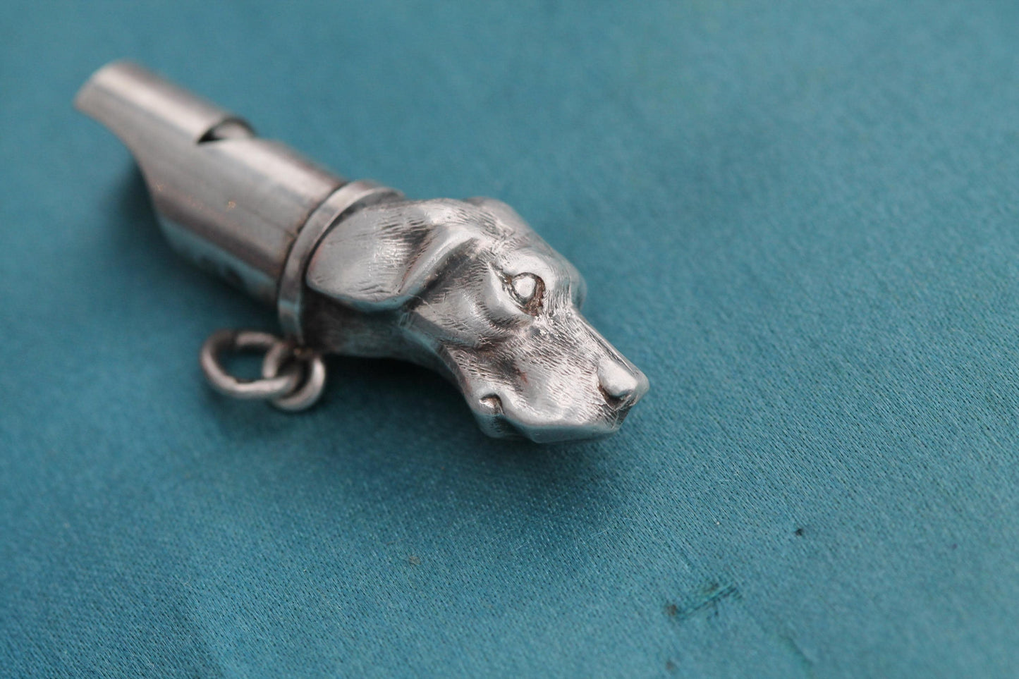 Antique Sterling Silver Pointer Dog Hunting Whistle, 1886