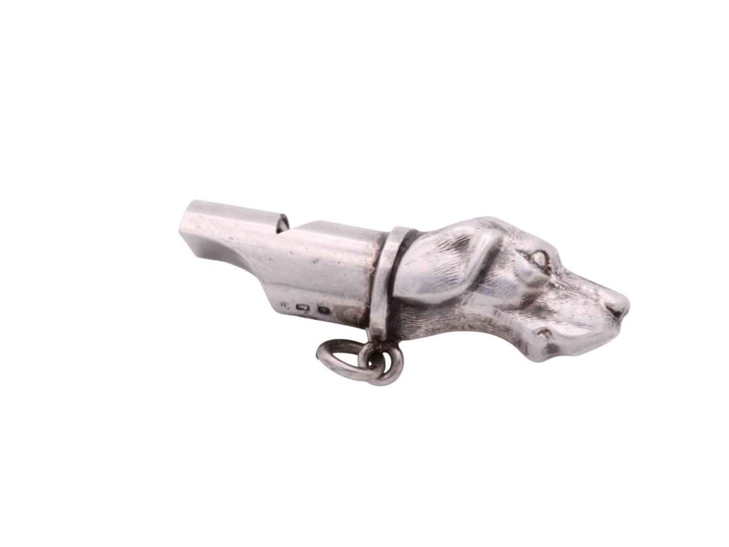 Antique Sterling Silver Pointer Dog Hunting Whistle, 1886