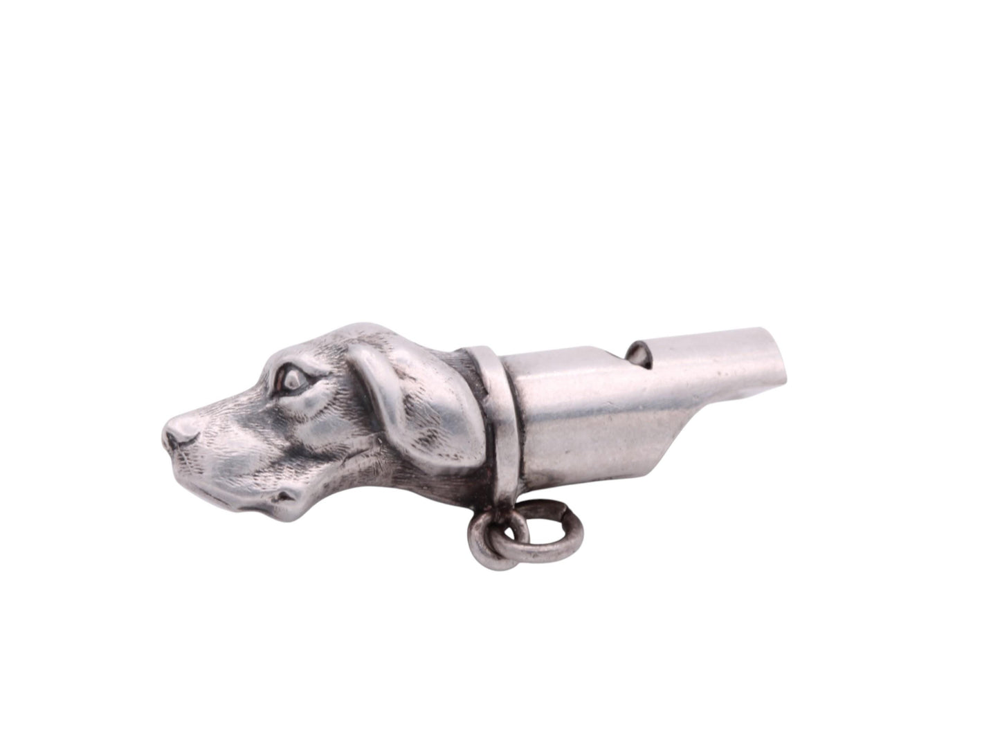 Antique Sterling Silver Pointer Dog Hunting Whistle, 1886