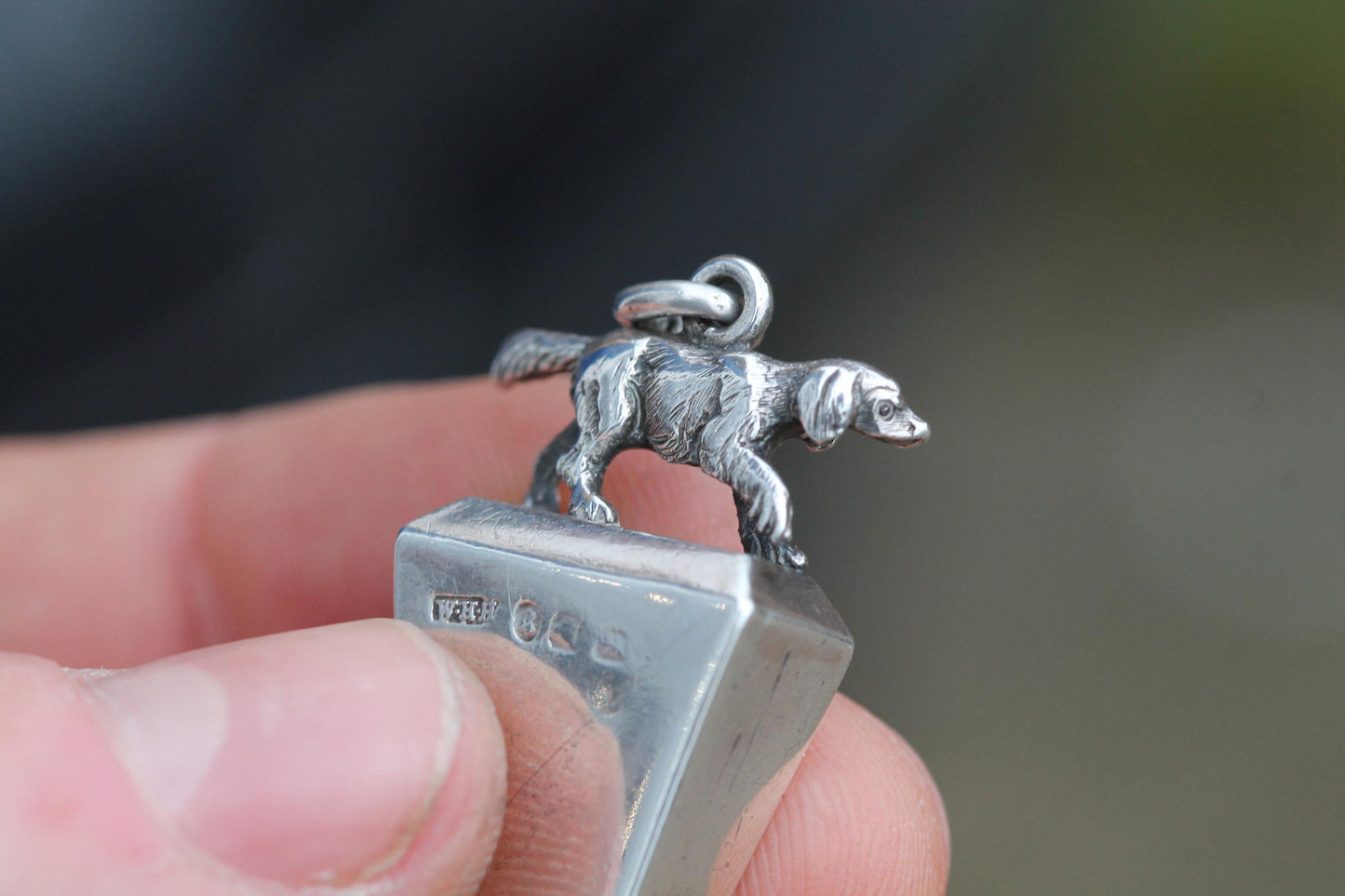 Antique Sterling Silver Hunting Dog Whistle, 1881